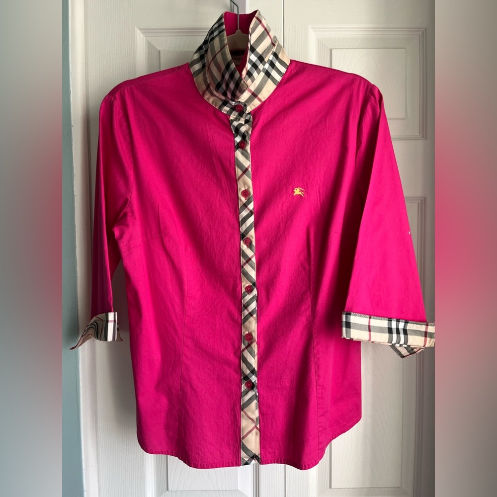 Burberry London hot pink blouse. Size XL.